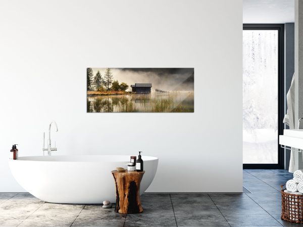 Idyllische Waldhäuschen, Glasbild Panorama Online – Bild 4
