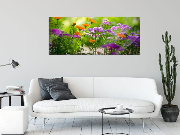 Blumenwiese, Glasbild Panorama Rabatt – Bild 2