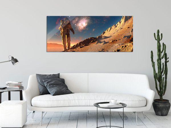 Astronaut klettert auf den Mond, Glasbild Panorama Online-Schn?ppchen – Bild 2