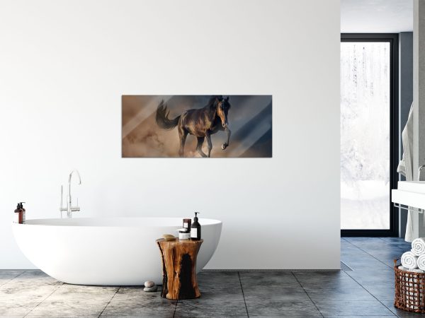 Schwarzes Pferd, Glasbild Panorama Jetzt online – Bild 4