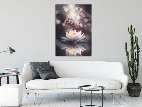 Magische Lotusblüte mit Glitzerstaub, Glasbild Online-Verkauf – Bild 2