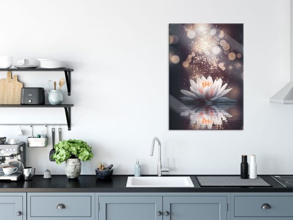 Magische Lotusblüte mit Glitzerstaub, Glasbild Online-Verkauf – Bild 3